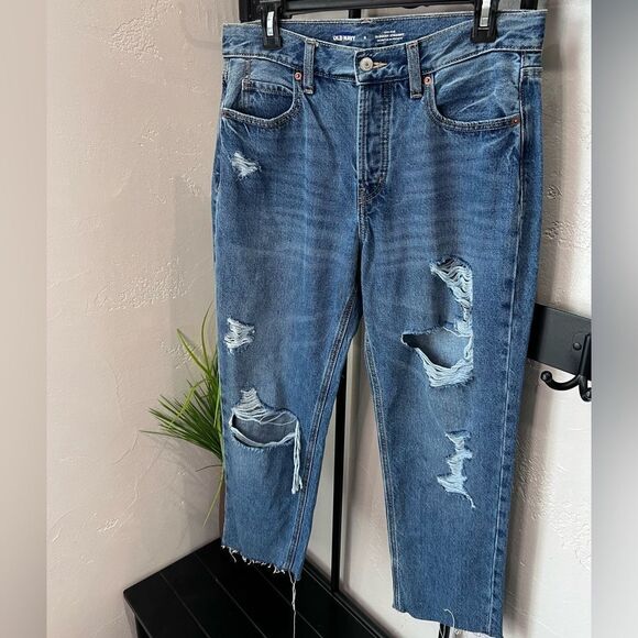 Old Navy high rise slouchy straight distressed jeans size 6 - Picture 9 of 14